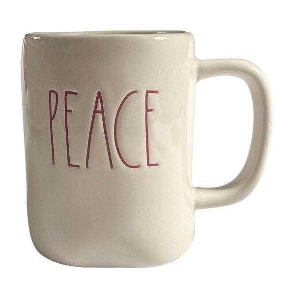Rae Dunn by Magenta Artisan Collection 20 oz Red Letter PEACE Coffee Mug - Picture 2 of 6